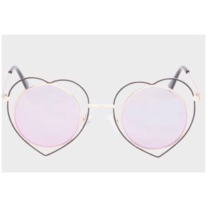 Betsey Johnson Heart Rim Sunglasses, Black, Gold
